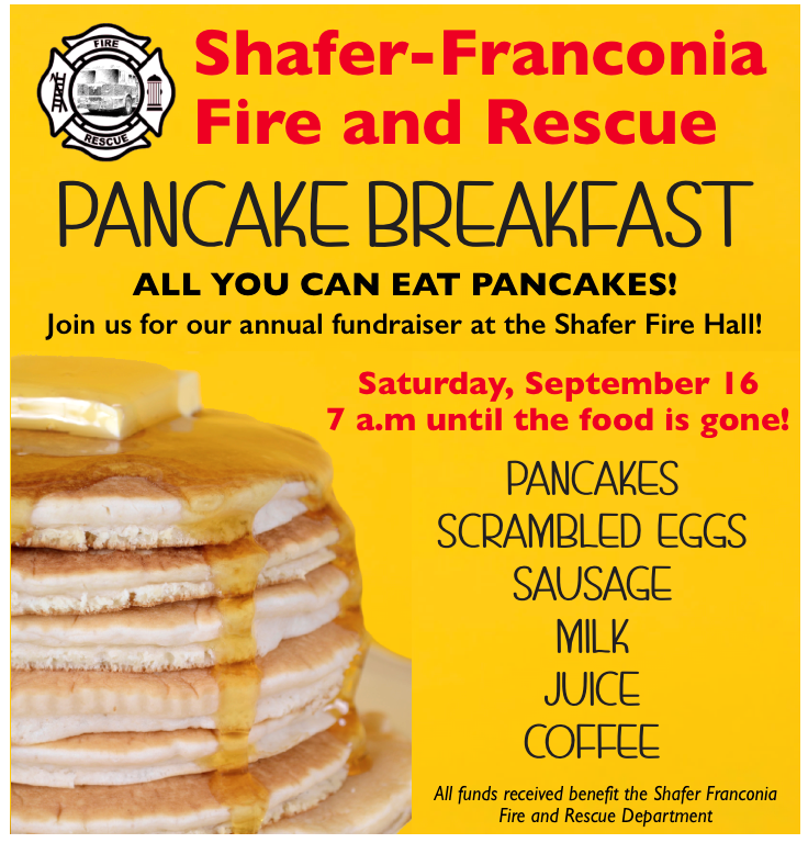 Shafer Days Pancake Breakfast flyer 2023